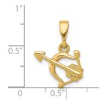 14k Gold Polished Bow and Arrow Pendant - Image 3