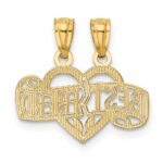 14k Diamond-cut 2-Piece Break-Apart BEST FRIEND Heart Pendant - Image 3