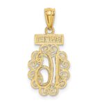 14k with White Rhodium Filigree SWEET 16 Pendant - Image 3