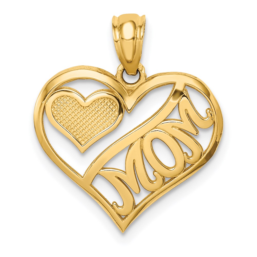 K5891.jpg 14k Polished MOM and Heart In Heart Pendant - Image 1