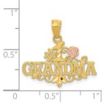 14k Two-tone Diamond-cut #1 GRANDMA with Rose Pendant - Image 4
