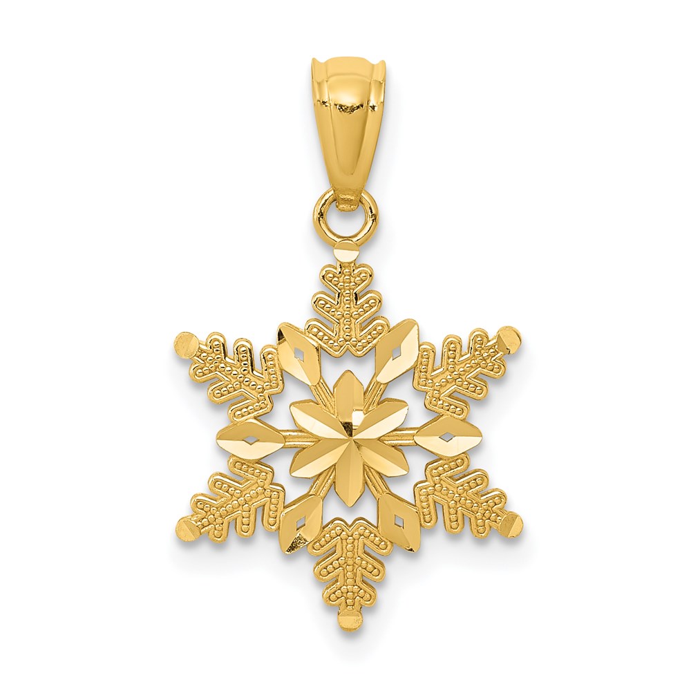 K5914.jpg 14k Diamond-cut Polished Snowflake Pendant - Image 1