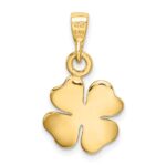 14k Polished and Textured Four Leaf Clover Pendant - Image 3