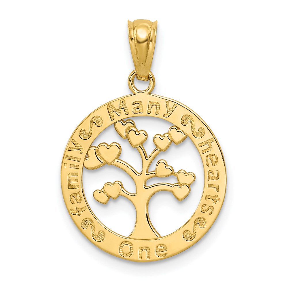 K5945.jpg 14k Polished ONE FAMILY MANY HEARTS Tree Pendant - Image 1