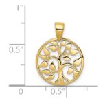14k Gold Polished Tree in Circle Pendant - Image 4