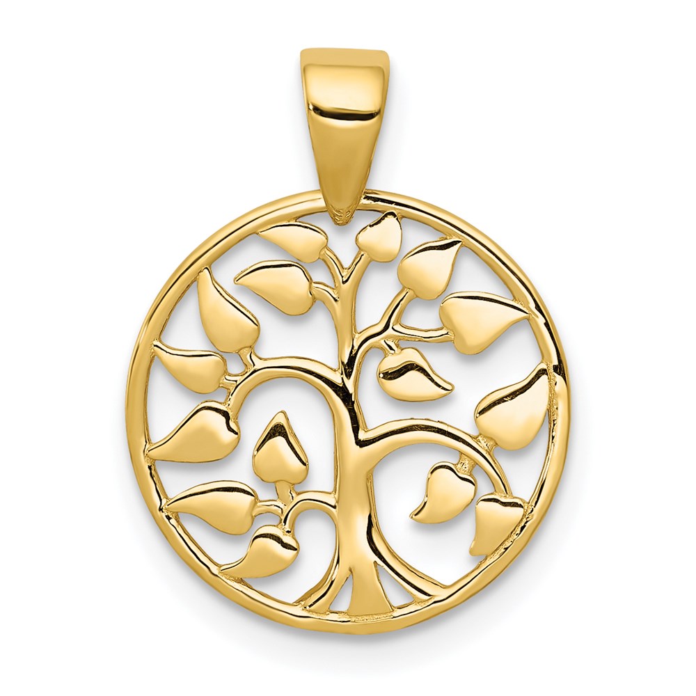 K5946.jpg 14k Gold Polished Tree in Circle Pendant - Image 1