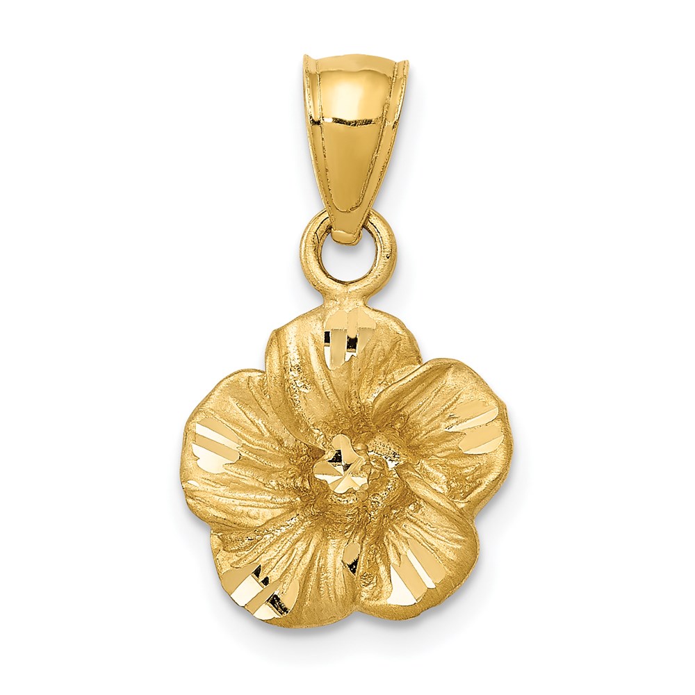 K5972.jpg 14k Satin Diamond-cut Hibiscus Pendant - Image 1
