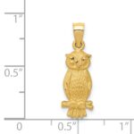 14k Satin Diamond-cut Owl Pendant - Image 4