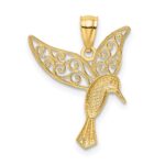 14k and White Rhodium Polished Hummingbird with Filigree Wings Pendant - Image 3