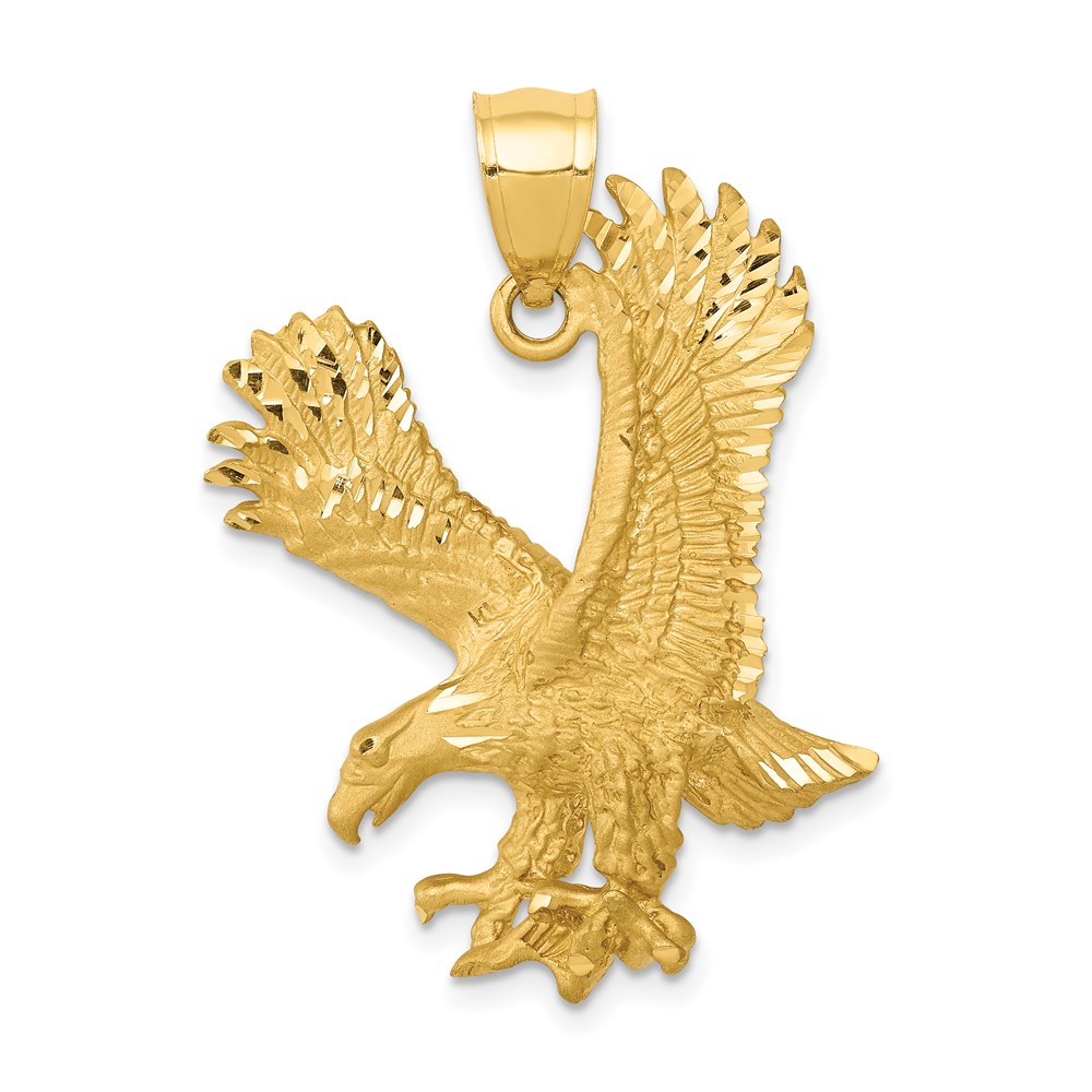 K6001.jpg 14k Satin Diamond-cut Eagle Pendant - Image 1