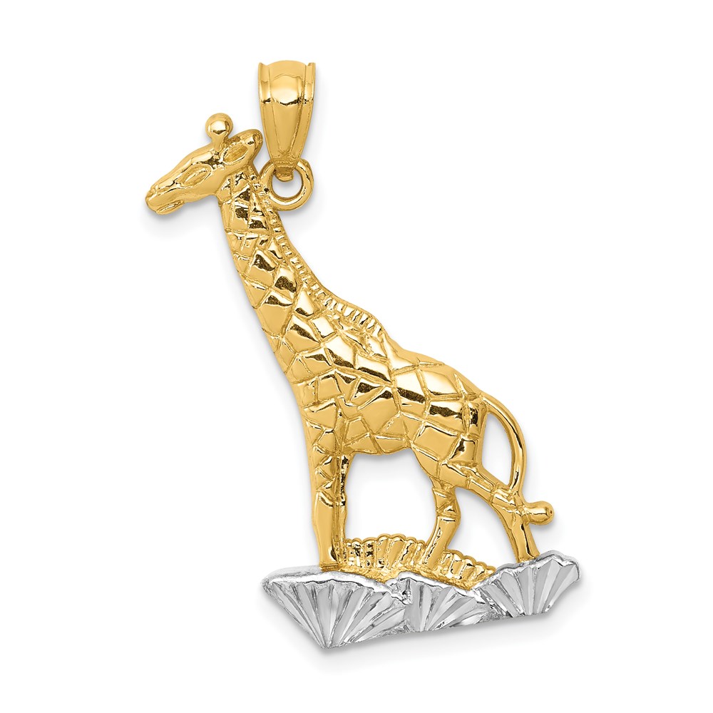 K6016.jpg 14k and White Rhodium Diamond-cut Polished Giraffe Pendant - Image 1