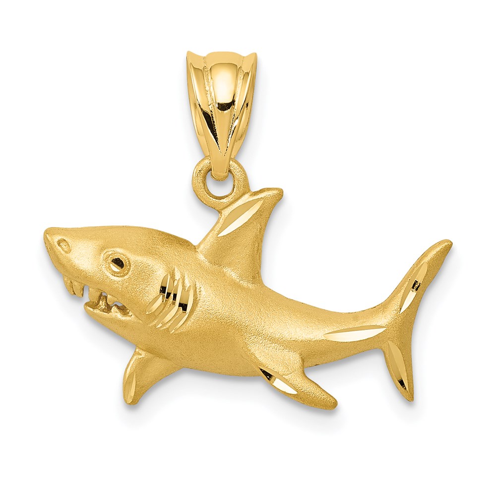 K6019.jpg 14K Satin Diamond-Cut Shark Pendant - Image 1