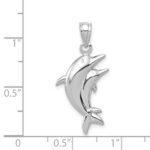 14k White Gold Dolphin Pair Pendant - Image 4