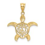 14k Polished Filigree Sea Turtle Pendant - Image 3