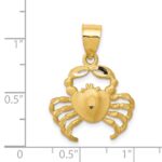 14k Satin Diamond-cut Crab Pendant - Image 4