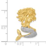 14k and White Rhodium Satin Diamond-cut Mermaid Omega Slide - Image 4