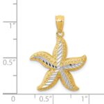 14k with White Rhodium Diamond-cut Starfish Pendant - Image 4
