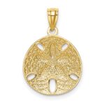 14k and White Rhodium Diamond-cut Polished Sand Dollar Pendant - Image 3