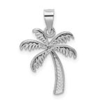 14k White Gold Polished Palm Tree Pendant - Image 3