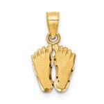 14k Satin Diamond-cut Footprints Pendant