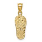 14k Polished 3-D Lab Created White Opal Flip Flop Pendant - Image 3