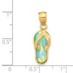 14k Polished 3-D Lab Created White Opal Flip Flop Pendant - Image 4
