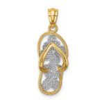 14k and White Rhodium Polished Floral Flip Flop Pendant