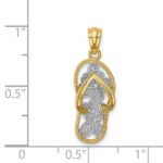 14k and White Rhodium Polished Floral Flip Flop Pendant - Image 3