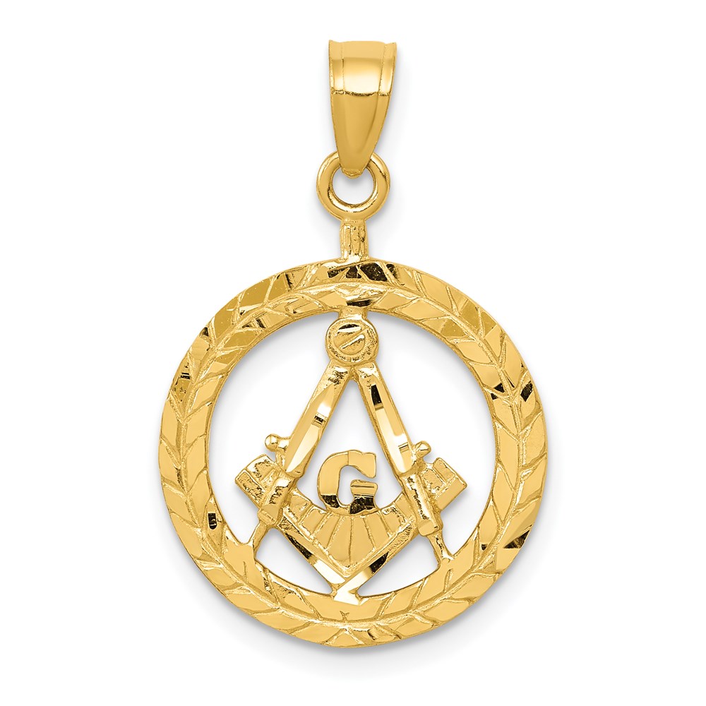 K6116.jpg 14k Polished and Diamond-cut Masonic Symbol Pendant - Image 1