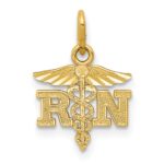 14k Diamond-cut Polished RN Registered Nurse Pendant