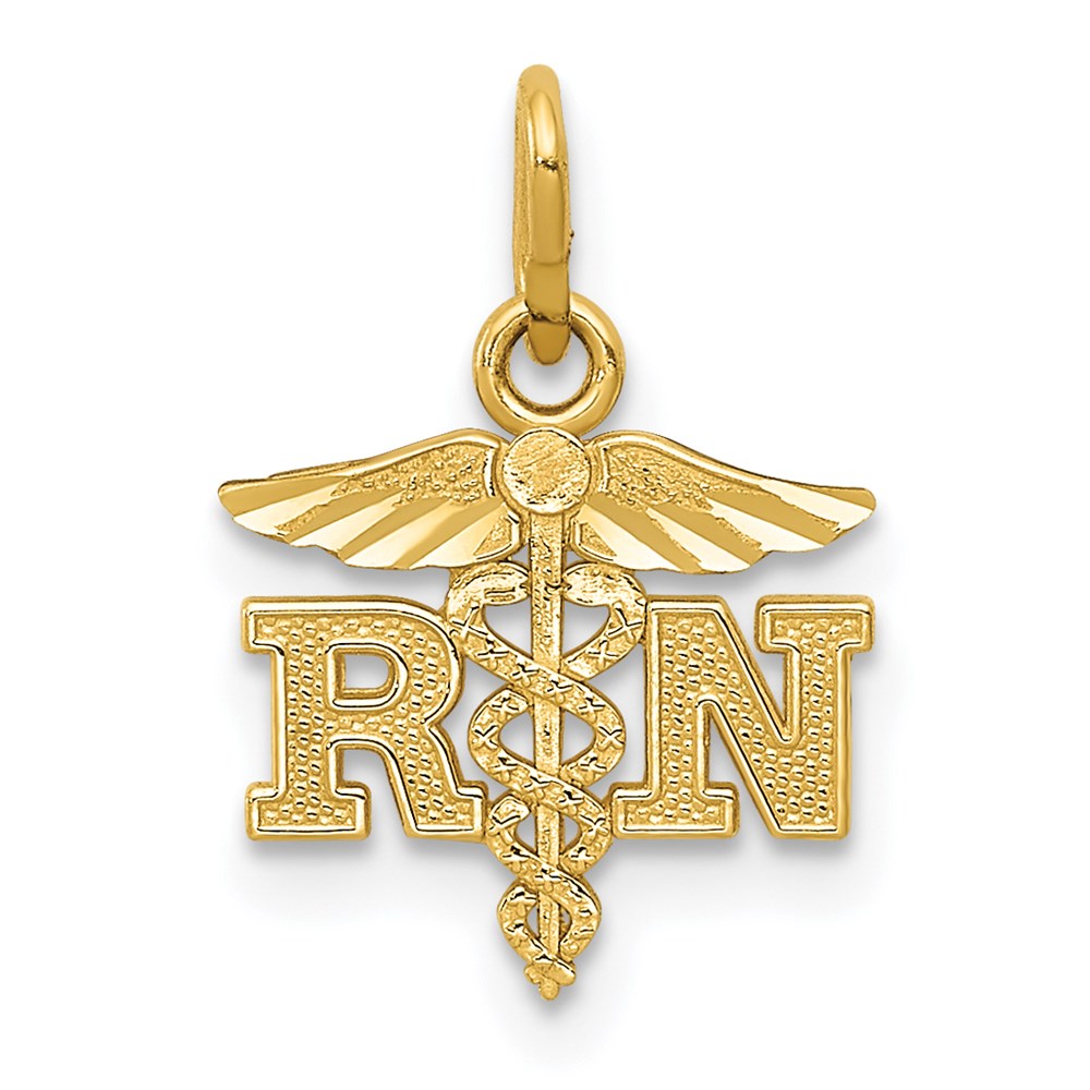 K6117.jpg 14k Diamond-cut Polished RN Registered Nurse Pendant - Image 1
