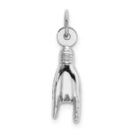 14K White Gold 3-D Rock On Sign Charm - Image 3