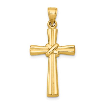 14k Hollow -X- Center Cross Pendant