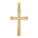 14k Reversible Satin/Diamond-cut Cross Pendant - Image 3
