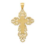 14k Polished Large Fancy Filigree Cross Pendant