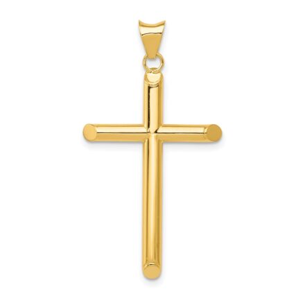 14k Polished Tube Cross Pendant