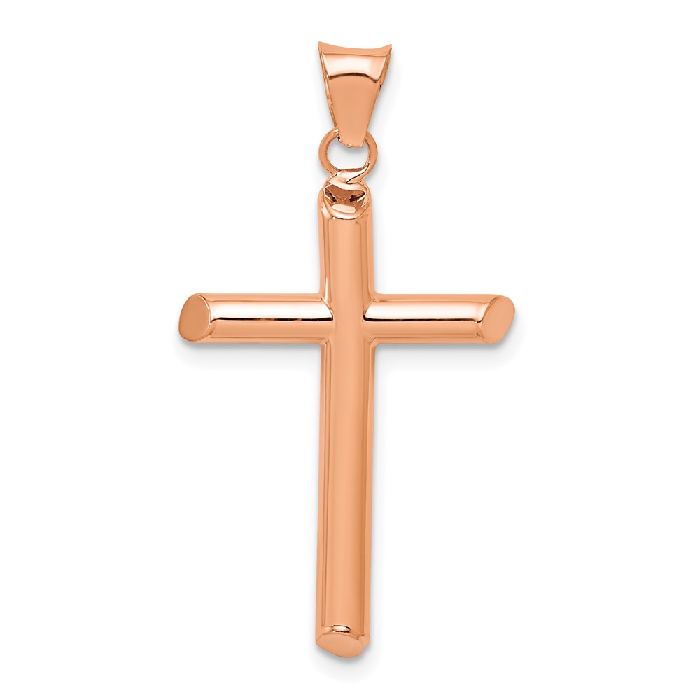 K6178R.jpg 14k Rose Gold Polished Tube Cross Pendant - Image 1