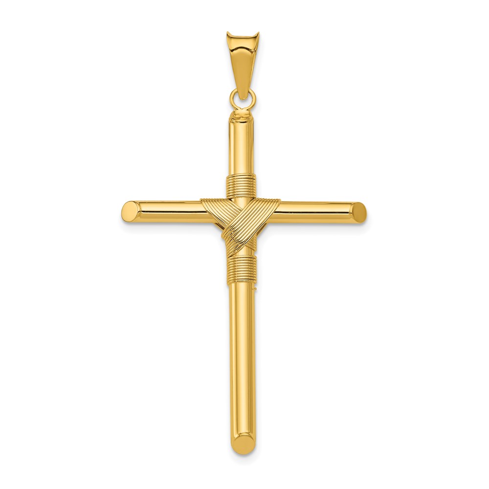 K6186.jpg 14K Polished with Center Wrap Tube Cross Pendant - Image 1