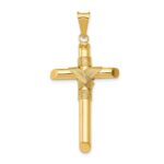 14K Polished with Center Wrap Tube Cross Pendant