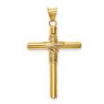 14K Polished with Center Wrap Tube Cross Pendant - Image 4
