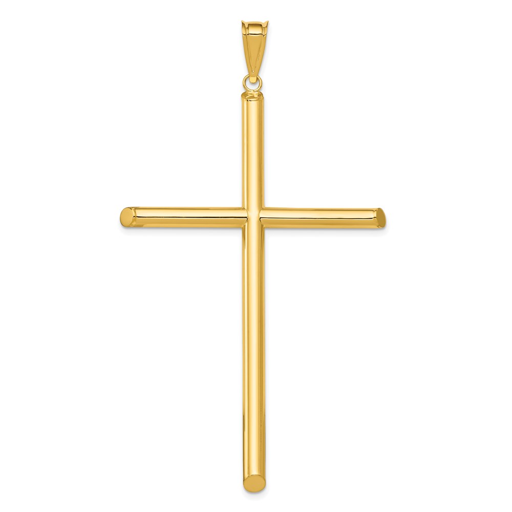 K6190.jpg 14k Extra Large Polished Tube Cross Pendant - Image 1