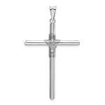 14K White Gold with Center Wrap Tube Cross Pendant - Image 3