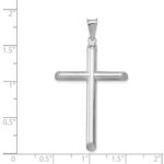 14k White Gold Polished Tube Cross Pendant - Image 4