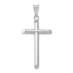 14k White Gold Polished Tube Cross Pendant