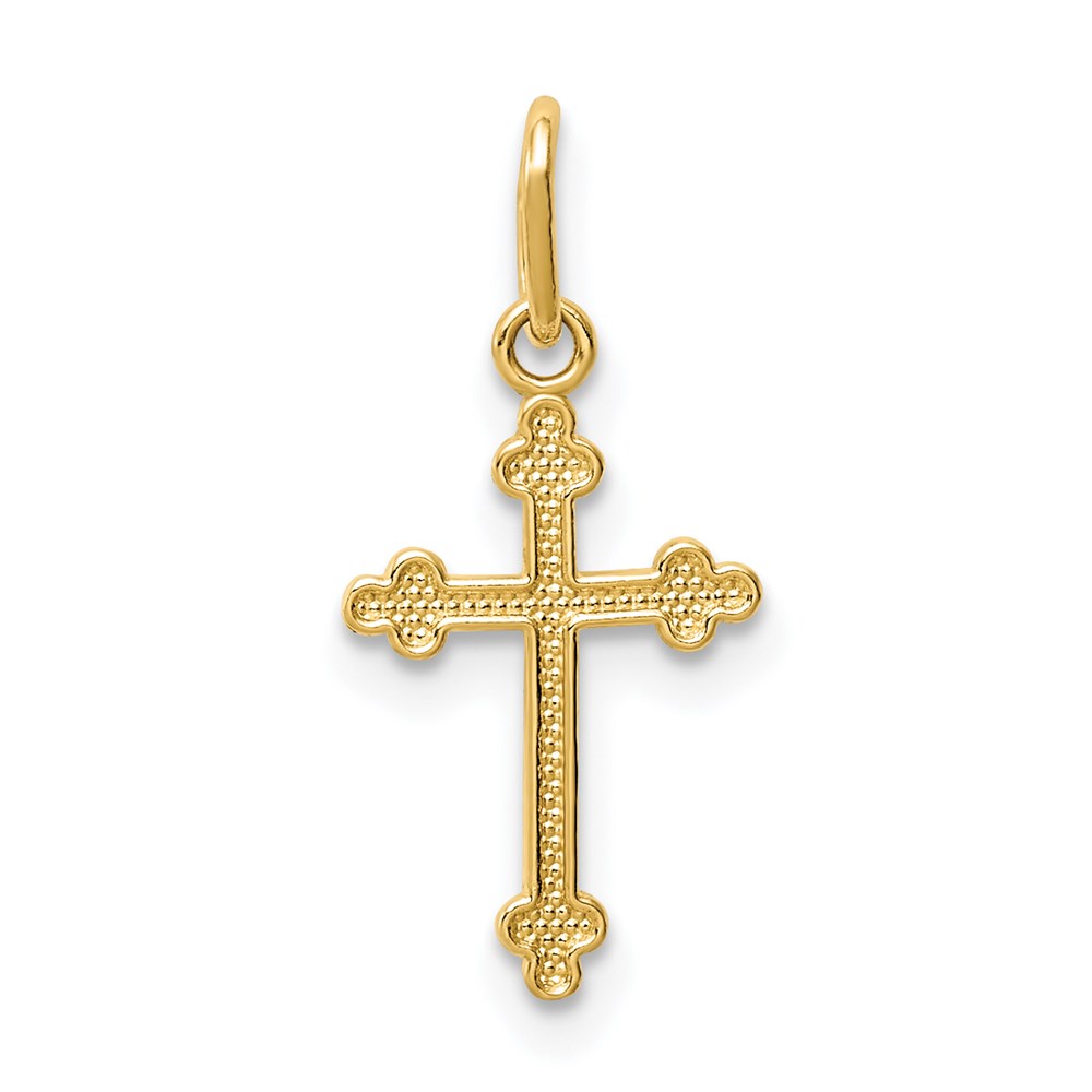 K6243.jpg 14k Polished Small Budded Cross Charm - Image 1
