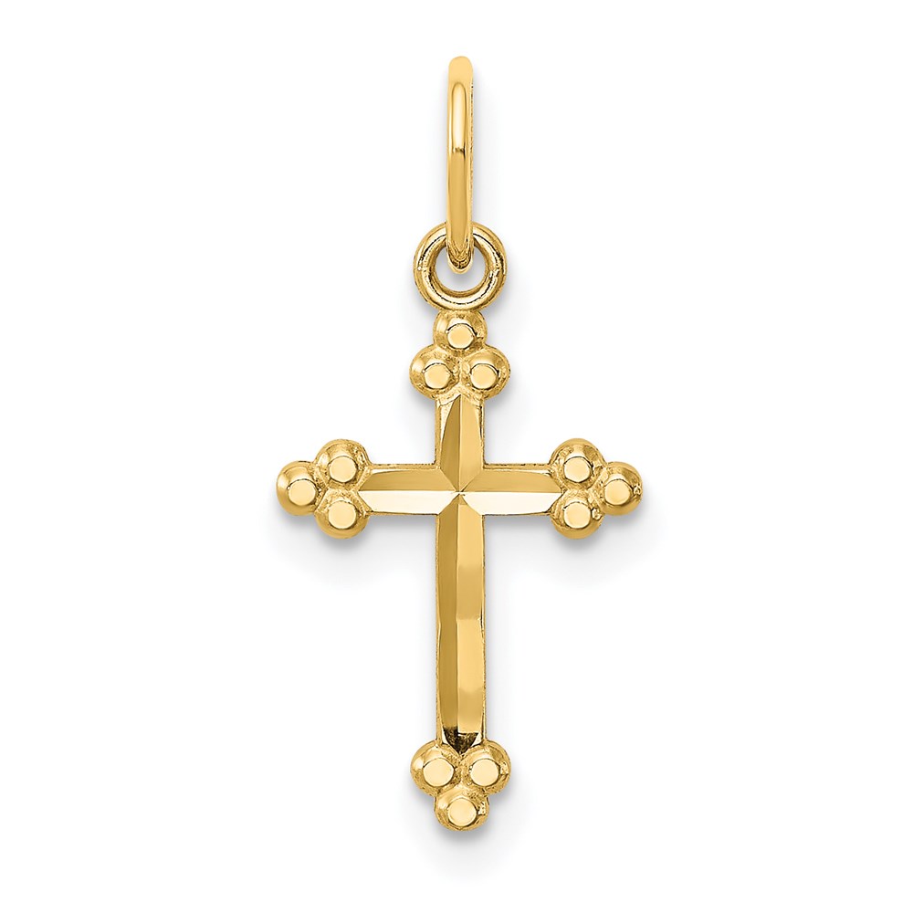 K6244.jpg 14k Small Diamond-cut Budded Cross Pendant - Image 1
