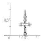 14k White Gold Polished Diamond-cut Small Budded Cross Charm - Image 3