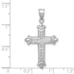 14k White Gold Reversible Diamond-cut Cross Pendant - Image 3
