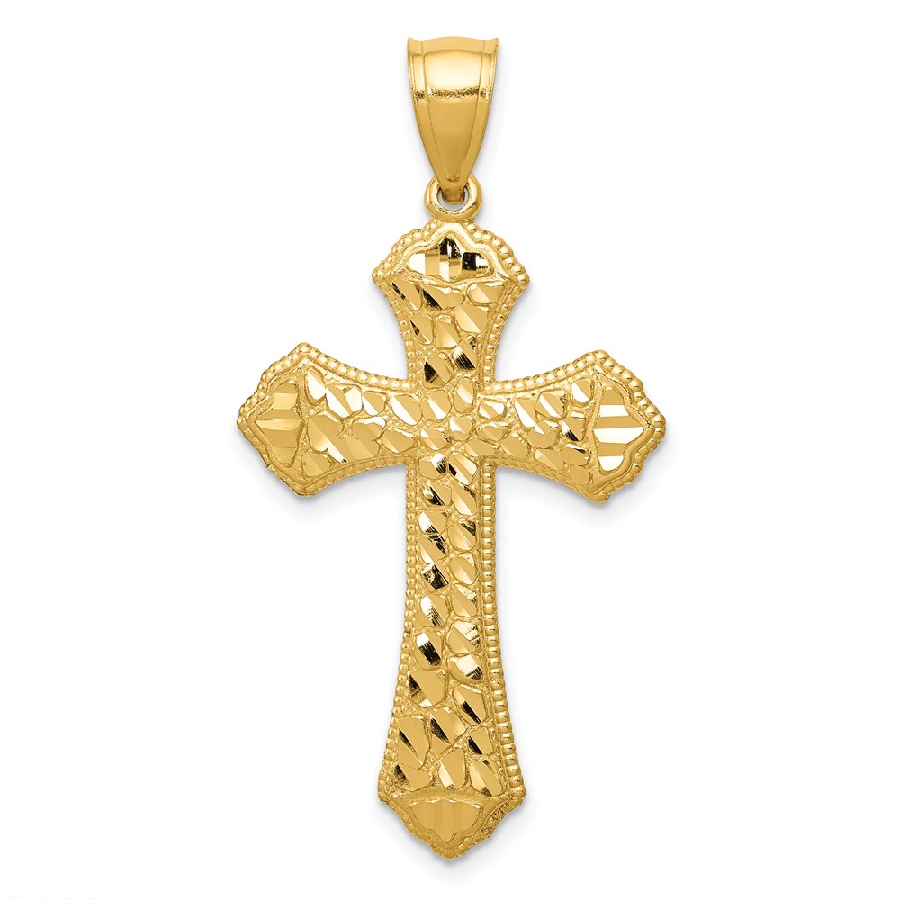 K6254.jpg 14k Diamond-cut Budded Cross Pendant - Image 1