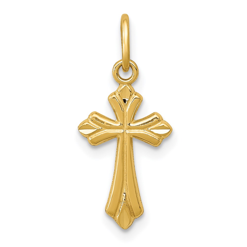 K6269.jpg 14k Polished Diamond-cut Small Cross Charm - Image 1